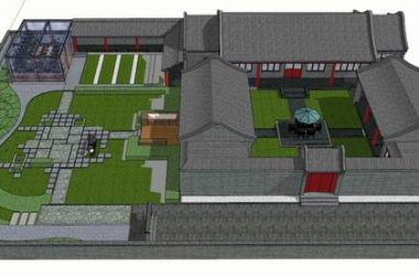 Sketchup住宅模型|多层带内院的四合院,住宅,中式风格-BIM建筑网