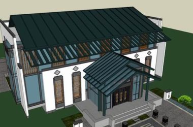 Sketchup住宅模型|多层活动中心,住宅,中式风格-BIM建筑网