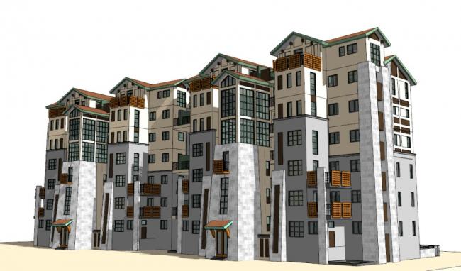Sketchup住宅模型|多层住宅,古典风格 Sketchup住宅模型|多层住宅,古典风格