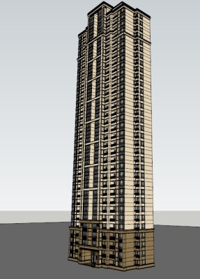 Sketchup住宅模型|超高层住宅,古典风格 Sketchup住宅模型|超高层住宅,古典风格