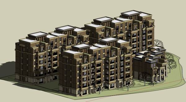 Sketchup住宅模型|多层住宅,古典风格 Sketchup住宅模型|多层住宅,古典风格