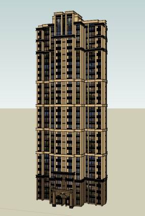 Sketchup住宅模型|超高层住宅,古典风格 Sketchup住宅模型|超高层住宅,古典风格
