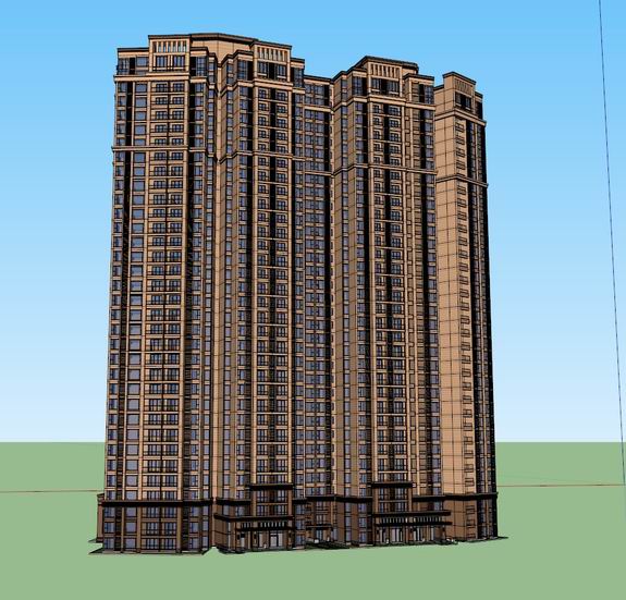 Sketchup住宅模型|超高层住宅,古典风格 Sketchup住宅模型|超高层住宅,古典风格
