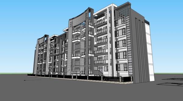 Sketchup住宅模型|多层住宅,现代风格 Sketchup住宅模型|多层住宅,现代风格