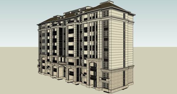 Sketchup住宅模型|多层住宅,古典风格 Sketchup住宅模型|多层住宅,古典风格