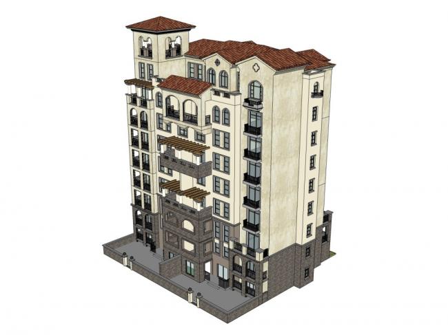 Sketchup住宅模型|高层住宅,古典风格 Sketchup住宅模型|高层住宅,古典风格