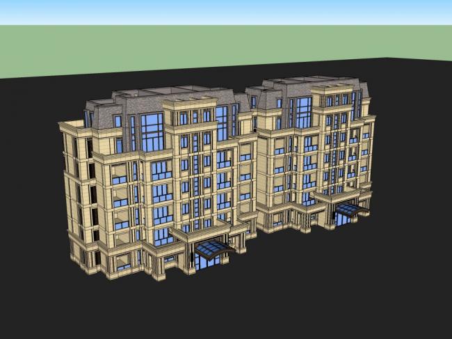 Sketchup住宅模型|多层公寓住宅,古典风格 Sketchup住宅模型|多层公寓住宅,古典风格