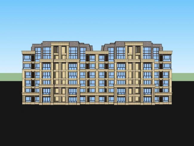 Sketchup住宅模型|多层公寓住宅,古典风格 Sketchup住宅模型|多层公寓住宅,古典风格