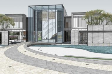 Sketchup商业模型|售楼处,新中式风格,商业建筑-BIM建筑网
