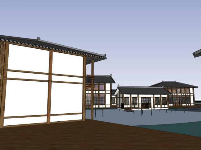 Sketchup商业模型|商业街,中式风格 Sketchup商业模型|商业街,中式风格
