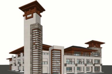 Sketchup商业模型|多层商业会所,中式风格-BIM建筑网