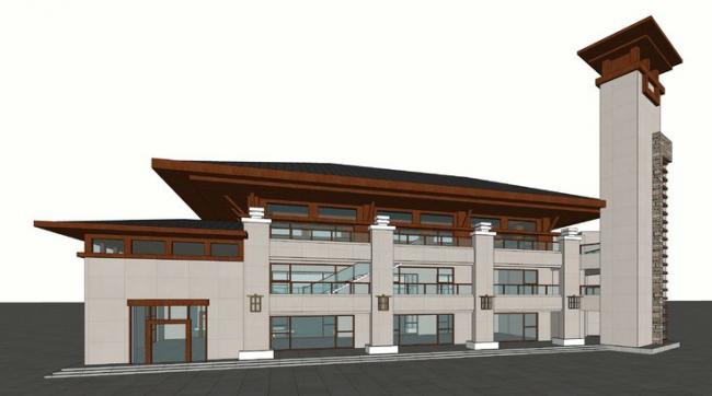 Sketchup商业模型|多层商业会所,中式风格 Sketchup商业模型|多层商业会所,中式风格