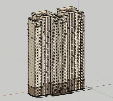 Sketchup住宅模型|超高层住宅,古典风格 Sketchup住宅模型|超高层住宅,古典风格