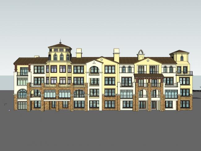 Sketchup住宅模型|多层住宅小区,古典风格 Sketchup住宅模型|多层住宅小区,古典风格