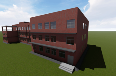 某幼儿园建筑模型,CAD、Revit、Lumion渲染出图含自建窗族构件-BIM建筑网